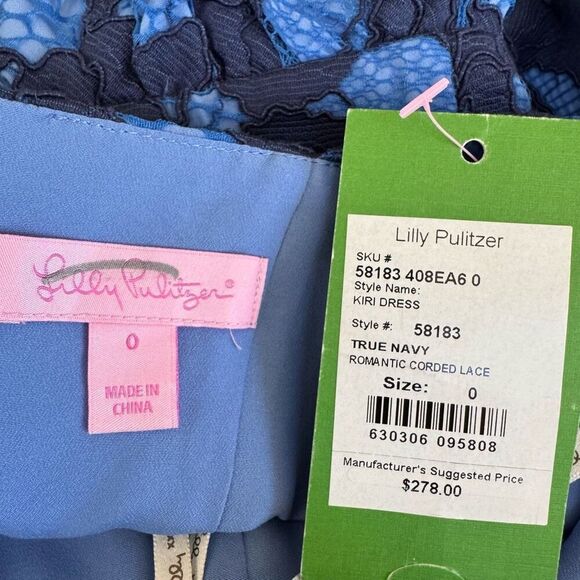 Lilly Pulitzer Kiri dress in true navy romantic corded Lace Size 0 NWT - Picture 9 of 10